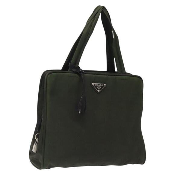 PRADA Hand Bag Nylon Khaki Silver - Picture 1 of 13